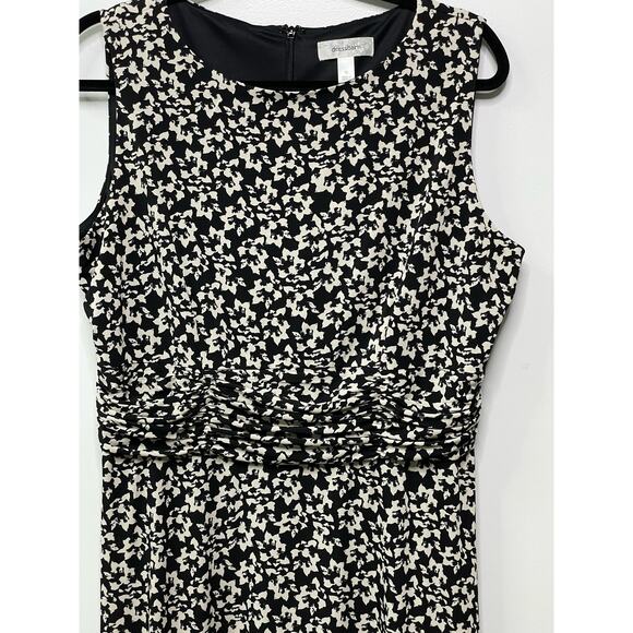 DressBarn Ditsy Floral Print Ruched Sleeveless Midi A-Line Dress Womens Plus 16 - Picture 3 of 11
